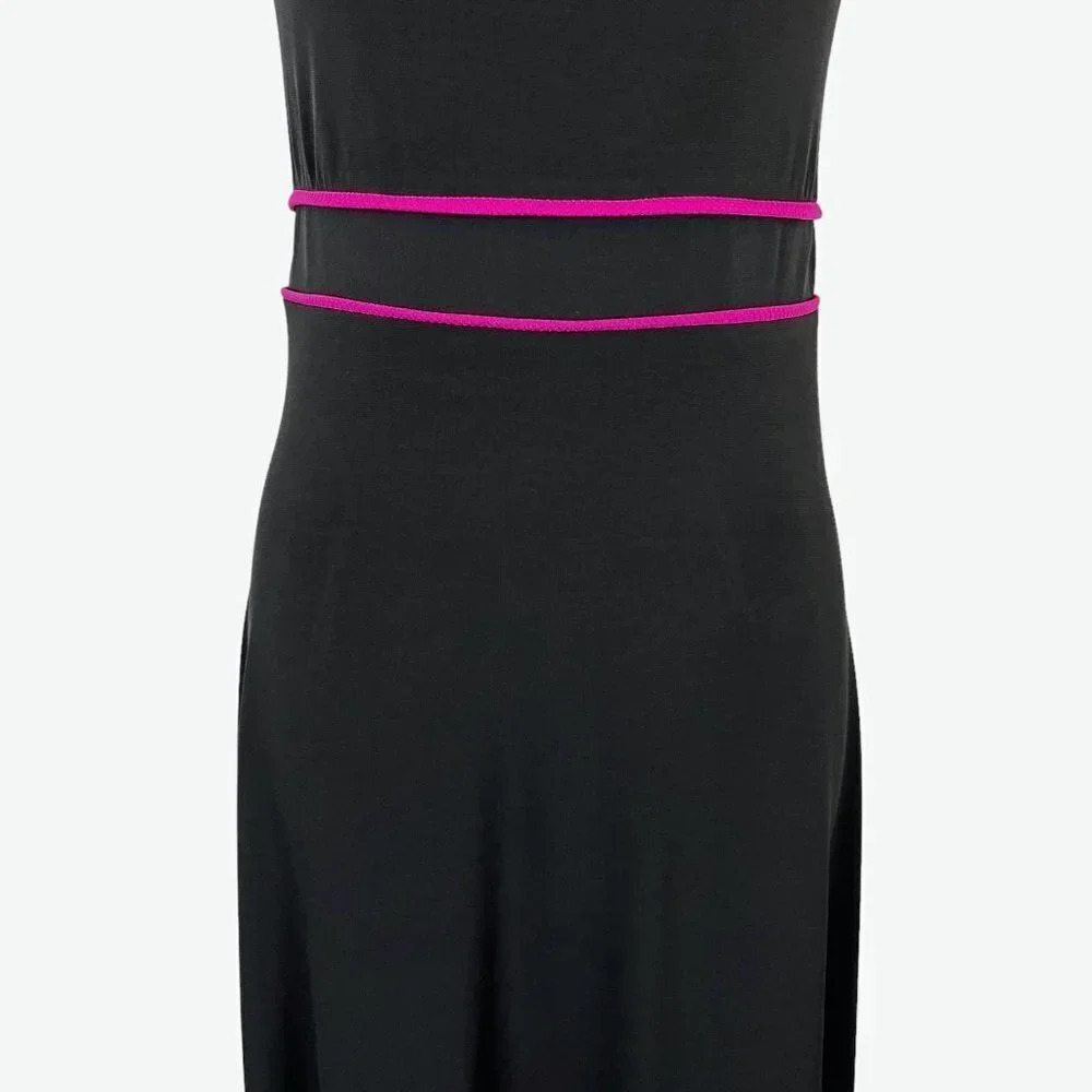 Madison Leigh Womens Black Pink Sleeveless Jersey Knit Stretch Midi Dress sz 10 - Picture 3 of 16